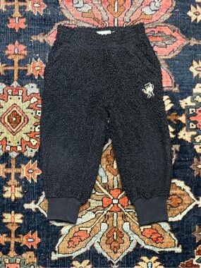 Tiny Cottons Kids Black Sherpa Joggers with Character Embroidery